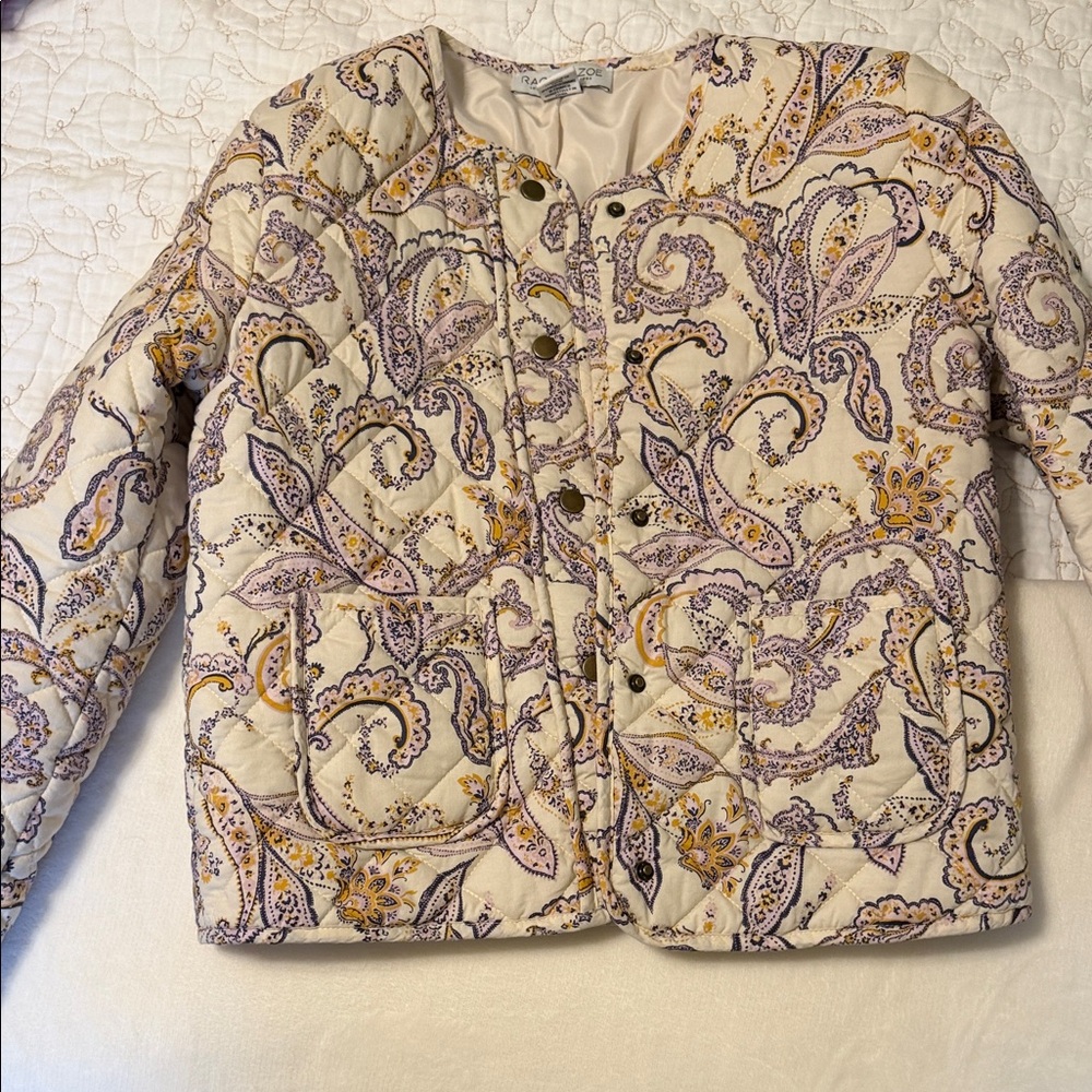 Rachel Zoe Quilted Jacket in Cream and Purple